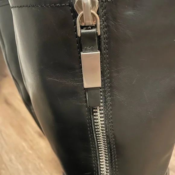 ALDO Black Knee-High Leather Boots with Zipper - Picture 6 of 11